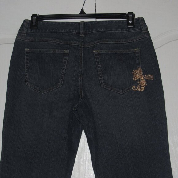 ANN TAYLOR LOFT Medium Wash Gold Embroidery Bootleg Jeans Size 10 - Picture 4 of 5